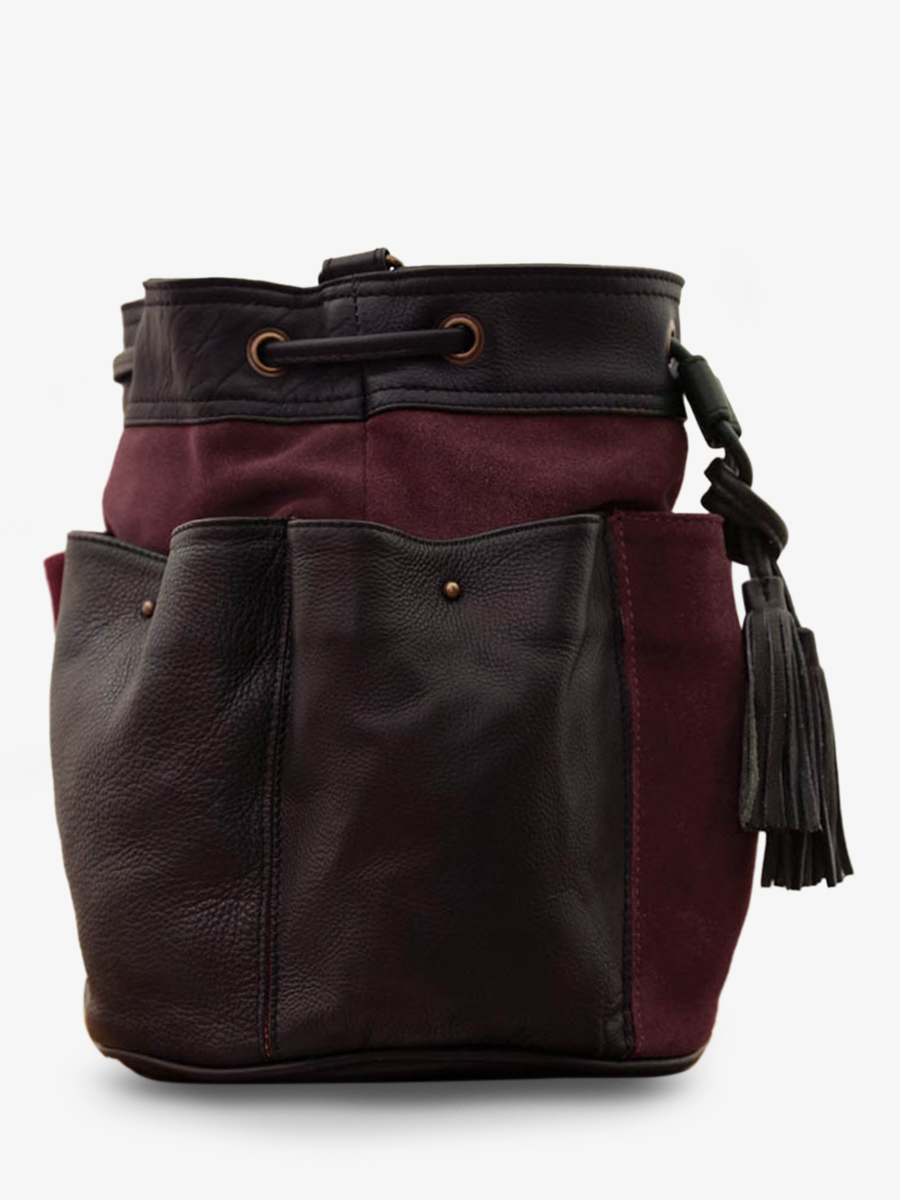 foto-front-bandelier-tas-leder-vrouw-zwart-bloem-zwart-plum-paul-marius-w10-b-p